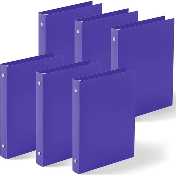 6 Pcs Mini 3 Ring Binders Plastic 1'' Binder, Fits 5.5 x 8.5 Paper Holds(Capacity 200 Sheets), Flexible Three Round Rings Small Purple Binders Bulk for School, Office Use, Photo Album Pages