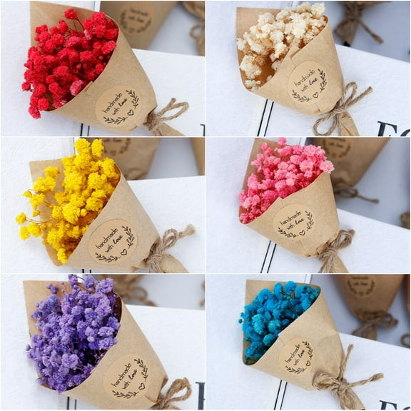6 Pcs Mini Dried Flower Bouquet Bulk Wedding Favors for Guests Baby Shower Favors Guest Gifts Natural Gypsophila Dried Flowers Bundle Mother's Day Graduation Home Decoration DIY Crafts Photo Prop