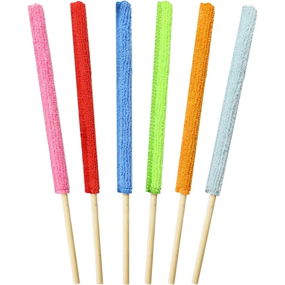 6 Pcs Mini Dusters for Cleaning Microfiber Detail Duster Sticks Fan Cleaning Brush Crevice Cleaning Tool AC Vent Cleaner Fan Blade Cleaner Dusters for Cleaning Home Car Window Blind