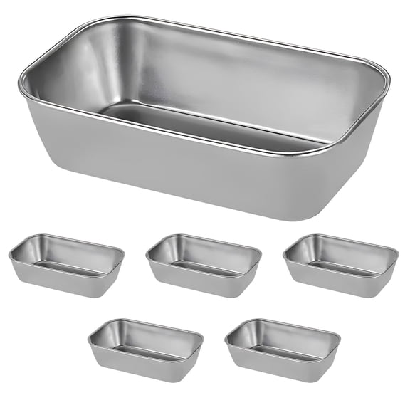 6 Pcs Mini Loaf Pans, Coating-Free Stainless Steel Bread Baking Molds, Stackable Meatloaf Tins, 7.5 x 6.7 x 5.5 in for Homemade Baked Goods, Oven Safe