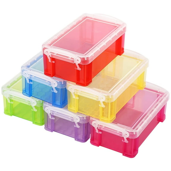 6 Pcs Mini Plastic Boxes, Small Clear Storage Containers with Locking Lids, Clear Plastic Organizers for Crafts, Stationery, Jewelry, Sewing, Multipurpose Cases for Accessories