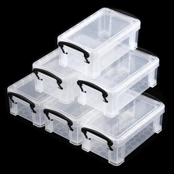 6 Pcs Mini Plastic Boxes, Small Clear Storage Containers with Locking Lids, Clear Plastic Organizers for Crafts, Stationery, Jewelry, Sewing, Multipurpose Cases for Accessories