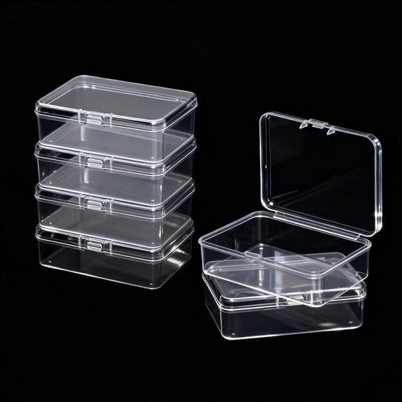 6 Pcs Mini Plastic Storage Containers Box with Lids, Clear Rectangle Organizer, Small Plastic Case for Collecting Small Items, Beads, Crafts Accessories, Screws (3.35 x 2.4 x 0.98 Inch)