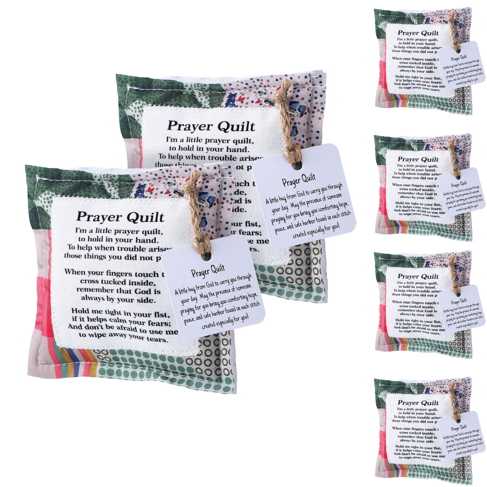 6 Pcs Mini Prayer Quilt with Cross Inside, Vintage Pocket Scripture Prayer Quilt Squares Sympathy/Encouragement Christian Gifts for Women Clergy Pastor Appreciation