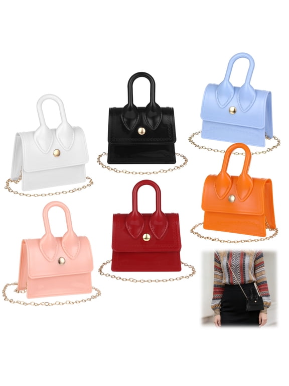 6 Pcs Mini Purse Tiny Shoulder Bag, PVC Jelly Crossbody Bag, Candy Color Cute Young Lady Handbag with Removable Shoulder Strap for Women, Fashionistas