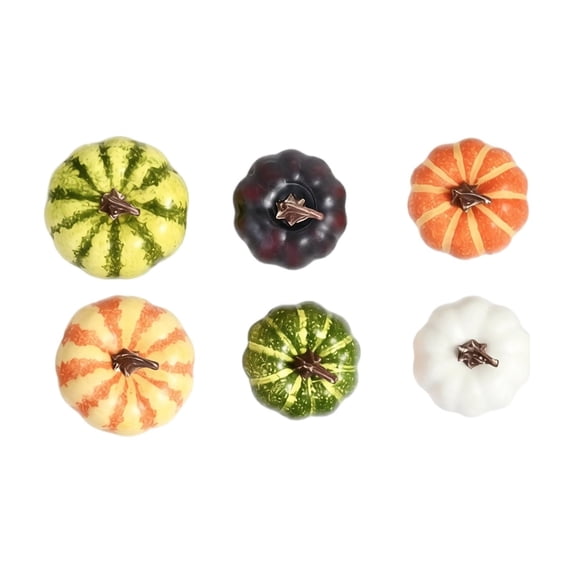 6 Pcs Mini Resin Pumpkins for Fall Halloween Thanksgiving Decor, Artificial Rustic Pumpkin Figurines, Small Fake Pumpkins for Home Table Centerpiece, Garden, Crafts, Autumn Bowl Filler
