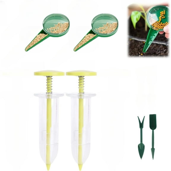 6 Pcs Mini Seed Spreader Set, Trianu Mini Sowing Seed Dispenser, Small Seed Planter Tool, Manual Seedlings Dibber and Widger Set, Seed Sower Spreader Handheld for Tiny Seeds (Green)
