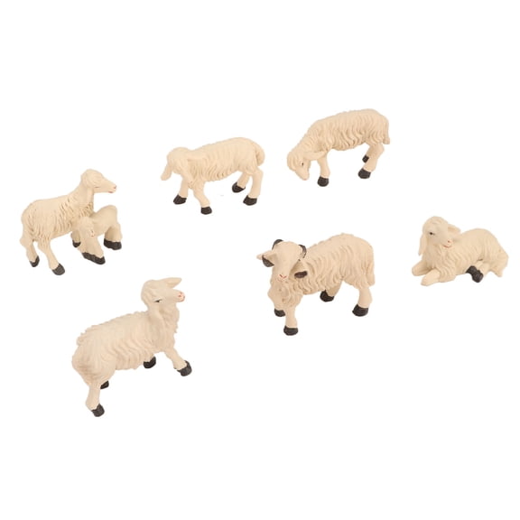 6 Pcs Miniature Sheep Figurine Durable Resin Hand Painted UV Protection Garden Sheep Statue For Home Outdoor Decor