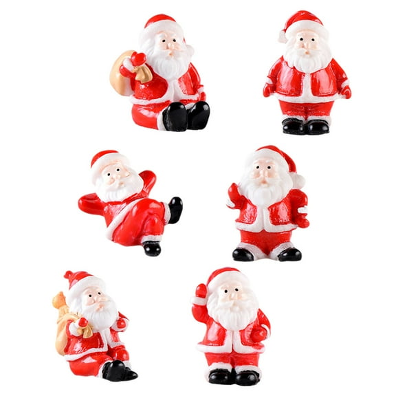 6 Pcs Miniatures Figurines Snow Globes for Christmas Winter Craft Kit Elder Red