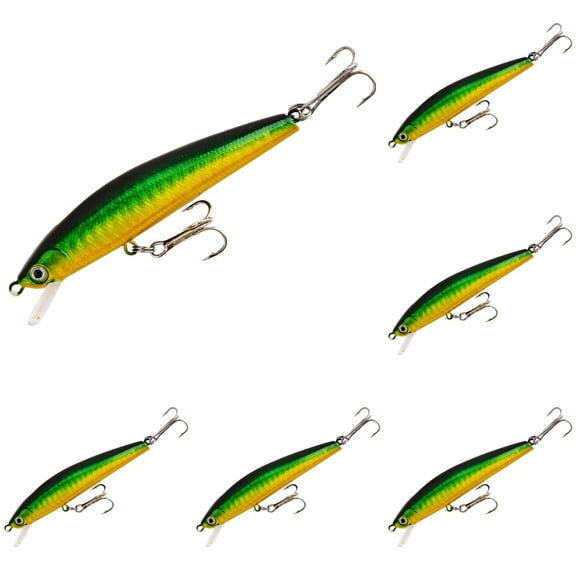 6 Pcs Minnow Lures Kit Topwater Crankbait and Jerkbait, Fishing Plugs Baits Pack for Freshwater Saltwater Trout Bass Walleye Salmon Redfish Musky Pike, Fishing