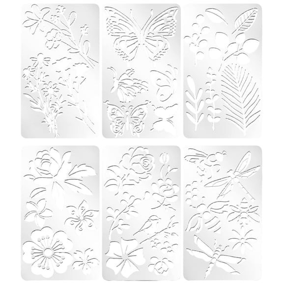 6 Pcs Mixed Metal Stencil Wood Stencil Templates Stencils For Journaling Burning Stencils For Wood Carving Drawing Engraving Scrapbooking Journal Craft DIY(Plant Style)