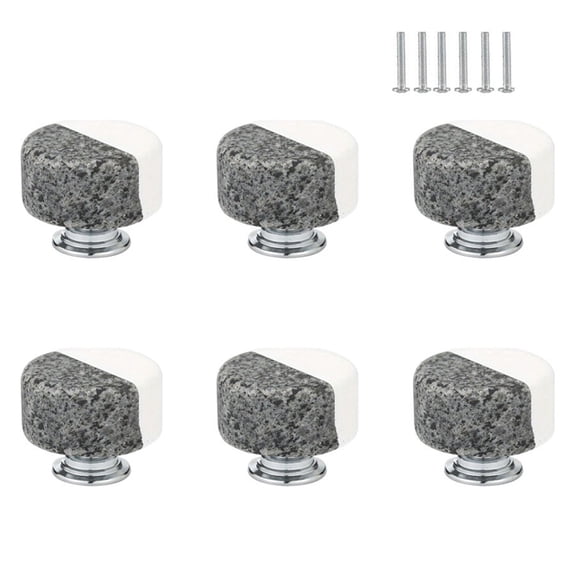 6 Pcs Modern Colorful Marble Cabinet Drawer Handles, Aluminum Dresser Knobs.