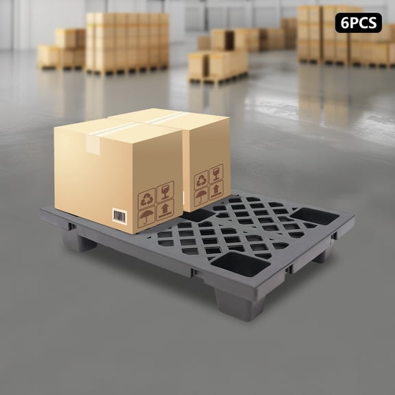 6 Pcs Moisture-Proof Plastic Pallets Stackable Interlocking Storage Pallets 60*40*10cm for Warehouses, Factories, Logistics Centers