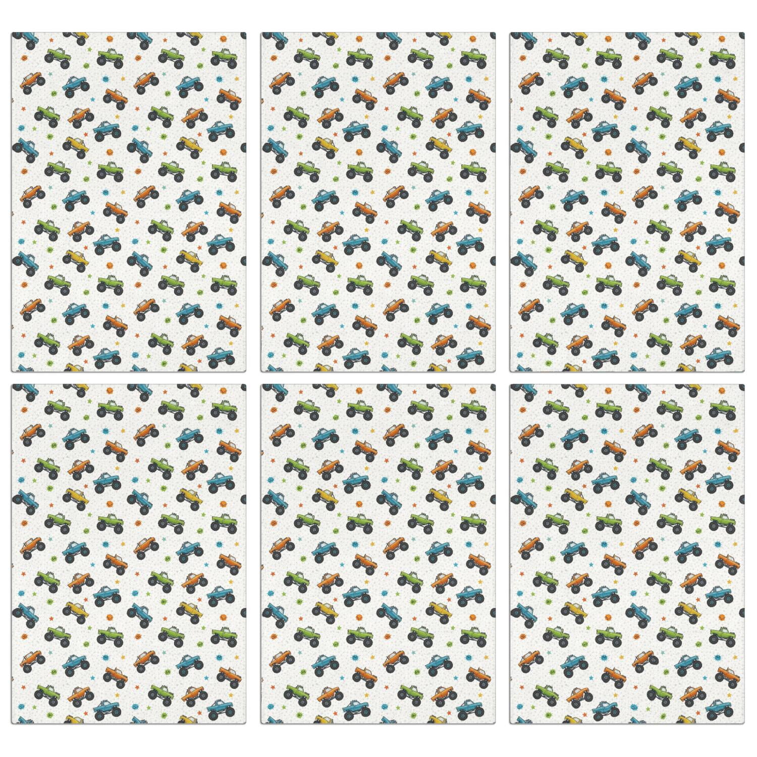 6 Pcs Monster Cartoon Truck White Pattern Funny Kitchen Towels ...