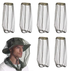 6 Pcs Mosquito Head Net Mesh, Mosquito Hat Mask Head Cover for Camping Fishing Hiking Backpacking