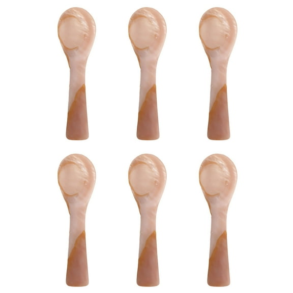 6 Pcs Mother of Pearl Caviar Spoons, Elegant 3.2 in / 8 cm Pink Pearl Spoons, Ideal for Caviar Tasting, Polished Finish, Perfect for Gifting and Entertaining