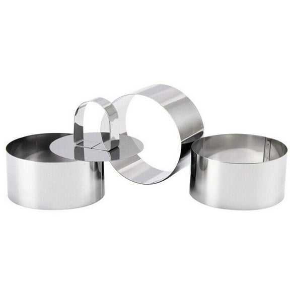 6 Pcs Moulds 3.15*3.15*4.72inch+ 2 Pcs Food Press, Dessert Food Presentation Rings Professional Cooking Rings, Round Cake Ring Mold, Dessert Mousse Molds with Pusher & Lifter Cooking Rings