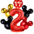 6 Pcs Mouse 2nd Birthday Decorations, 40 Inch Red Number 2 Aluminum ...