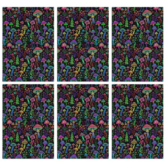 6 Pcs Mushroom and Psychedelic Black Pattern Funny Kitchen Towels, Microfiber Dish Towels, Kitchen Tea Towels Set 18" X 26"