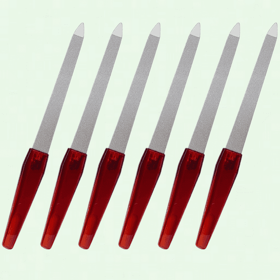 6 Pcs Nail Files, Metal Nail Files for Natural Nails Made of Durable Stainless Steel with Non-Slip Handle Sharp for Smooth Nail Shaping