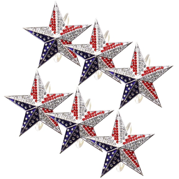 6 Pcs Napkin Decorative Ring Independence Day Buckle US Flag Holder