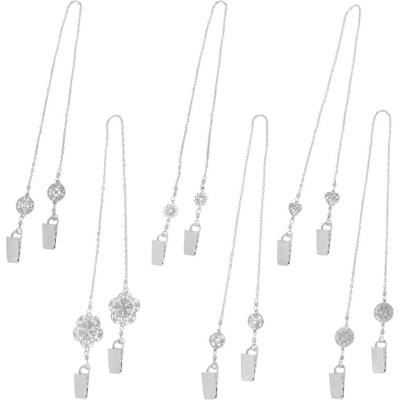 6 Pcs Napkin Holder Chain Clip Bib Holder Clip Alloy 6 Styles Flower Pattern Flexible Clips Napkin Clip Chain for Restaurant Dining Platinum 20.1inch DIY