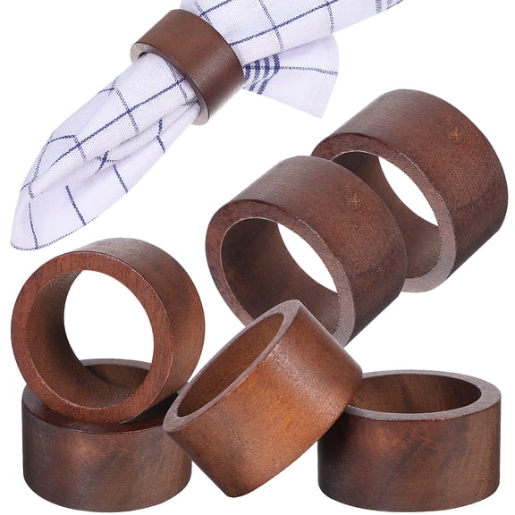 Set of 6 Wooden Napkin Holders for Cloth Napkins, and Stylish Table Decor Accessories