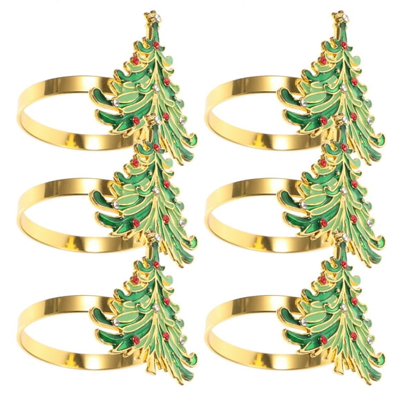 6 Pcs Napkin Ring Holder Decor Christmas Buckles Alloy Circle Serviette Supplies Clips for Party