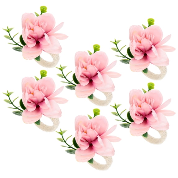 Raindrops Napkin Ring Holders Pink Plastic 6Pcs 3.1x2.4x2.0in