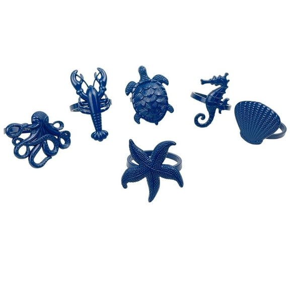 6 Pcs Napkin Rings for Home Décor Dining Table Banquet Family Gathering Blue