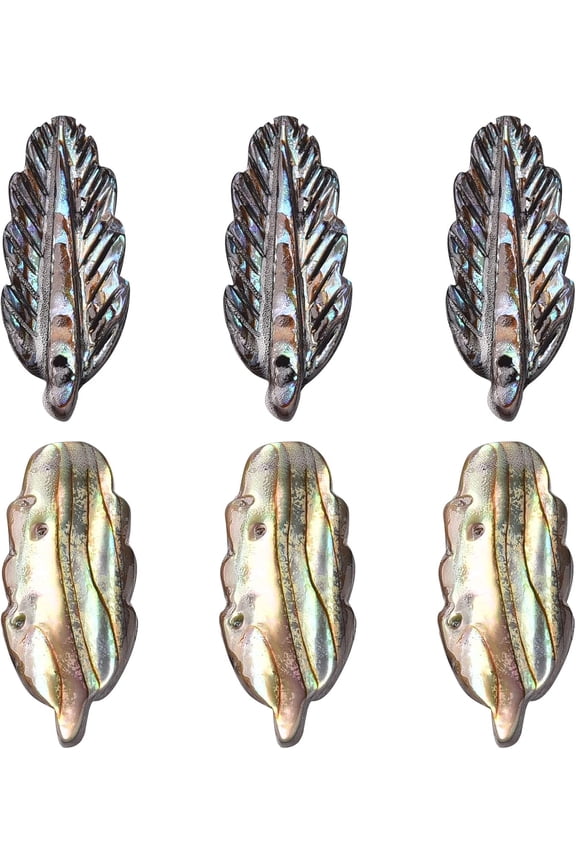 6 Pcs Natural Rainbow Color Abalone Shell Leaf Pieces Pendant Smooth Paua Shell Jewelry Mother of Pearl Shell Pieces