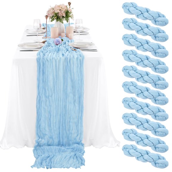 6 Pcs Navy Blue Cheesecloth Table Runner 10FT, Gauze Table Runner for Wedding Reception Sheer Bridal Shower
