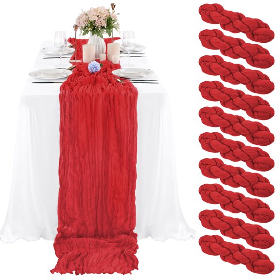6 Pcs Navy Blue Cheesecloth Table Runner 10FT, Gauze Table Runner for Wedding Reception Sheer Bridal Shower