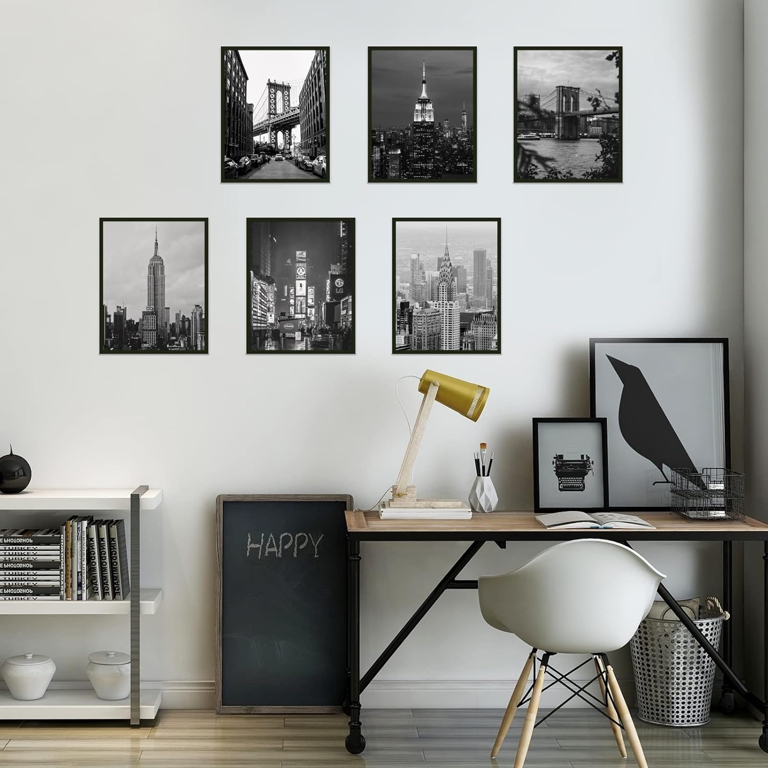 6 Pcs New York City View Wall Prints Black and White Wall Art Decor ...