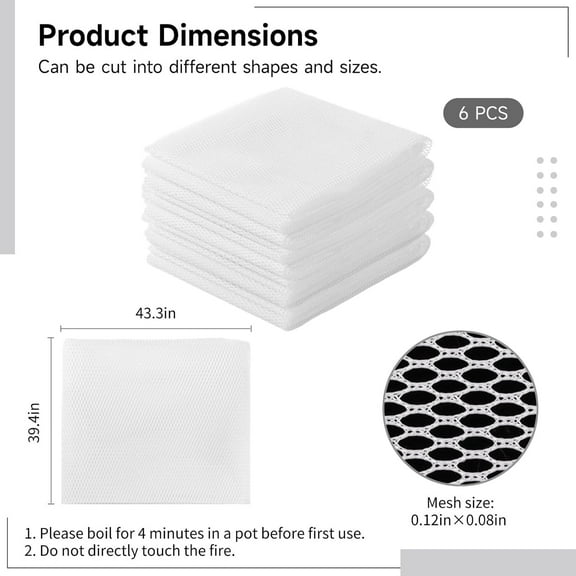 6 Pcs Non-Stick Rice Net, 43.3" x 39.4" Sushi Rice Cooking Net, Fine Mesh Steam Cloth for Home & Restaurant Use