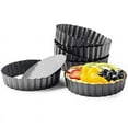 thumbnail image 1 of 6 Pcs Non-Stick Tart Quiche Flan Pan Pizza Cake Mold Removable Loose Bottom Fluted Heavy Duty Pizza Pan Bakeware, 1 of 7