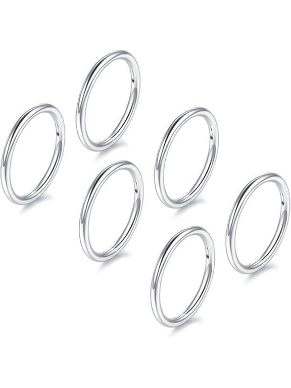 6 Pcs Nose Rings,18G Stainless Steel Septum Jewelry Hinged Segment Ring Body Piercing,Nose Hoop Lip Rings Nose Helix Cartilage Rook Earrings,Silver