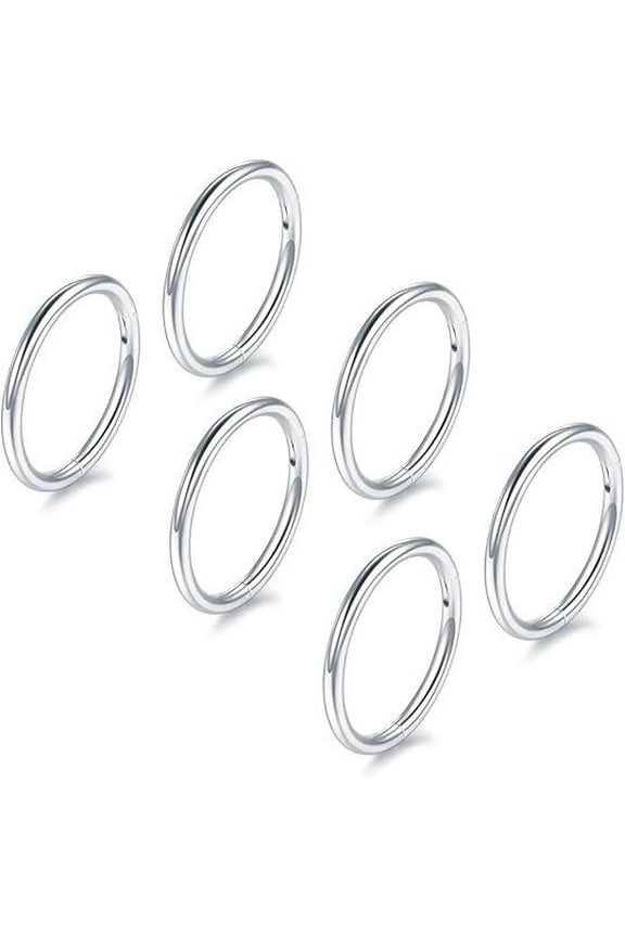 6 Pcs Nose Rings,18G Stainless Steel Septum Jewelry Hinged Segment Ring Body Piercing,Nose Hoop Lip Rings Nose Helix Cartilage Rook Earrings,Silver