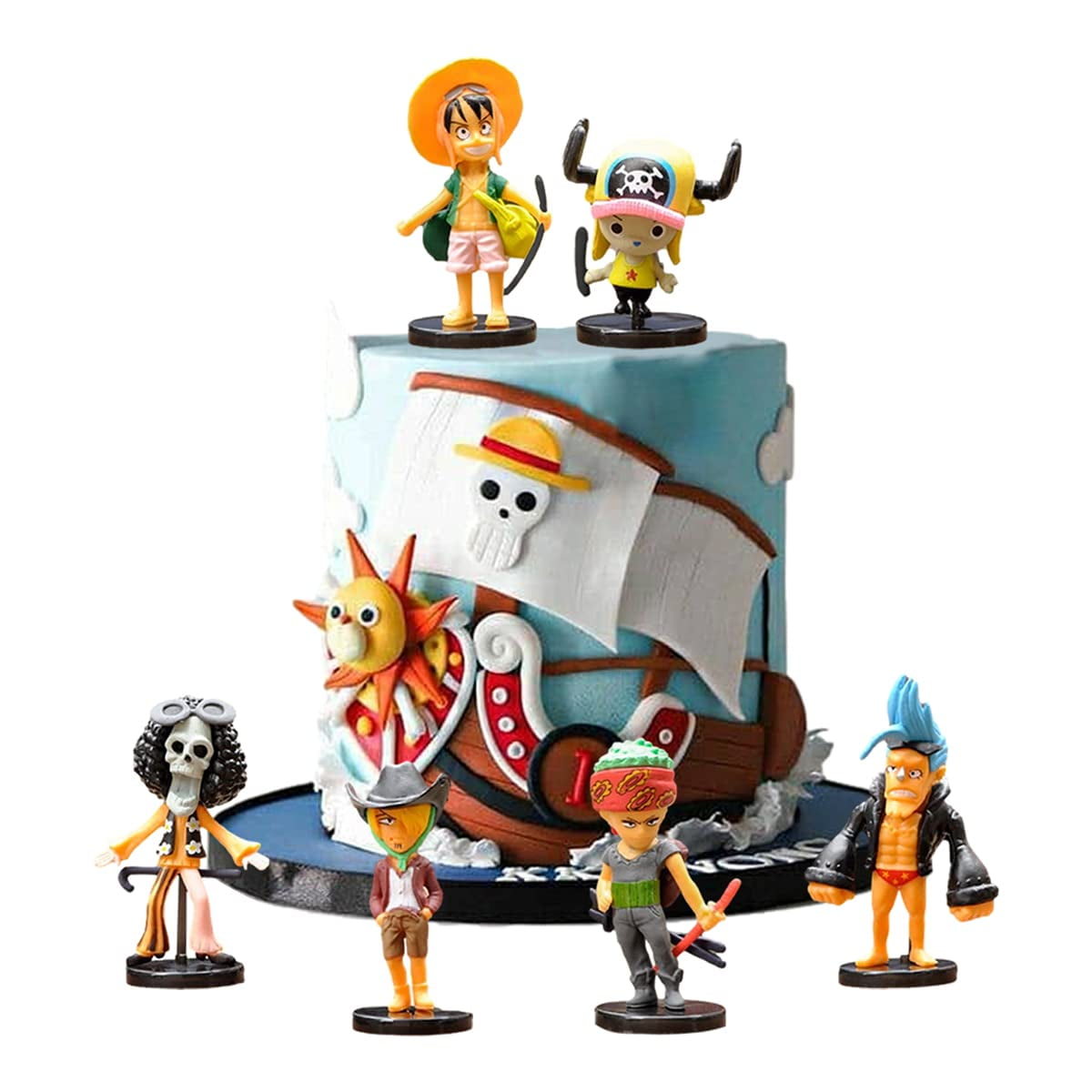 6 Pcs One Piece Birthday Cake Topper, One Piece Th