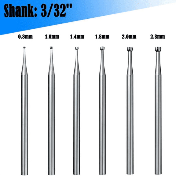 6 Pcs Open Mouth Cup Burr - 3/32 Inch Shank Jewelry Setting Cup Burs Wire Rounder Bits Lapidary Making Bits (008-023)