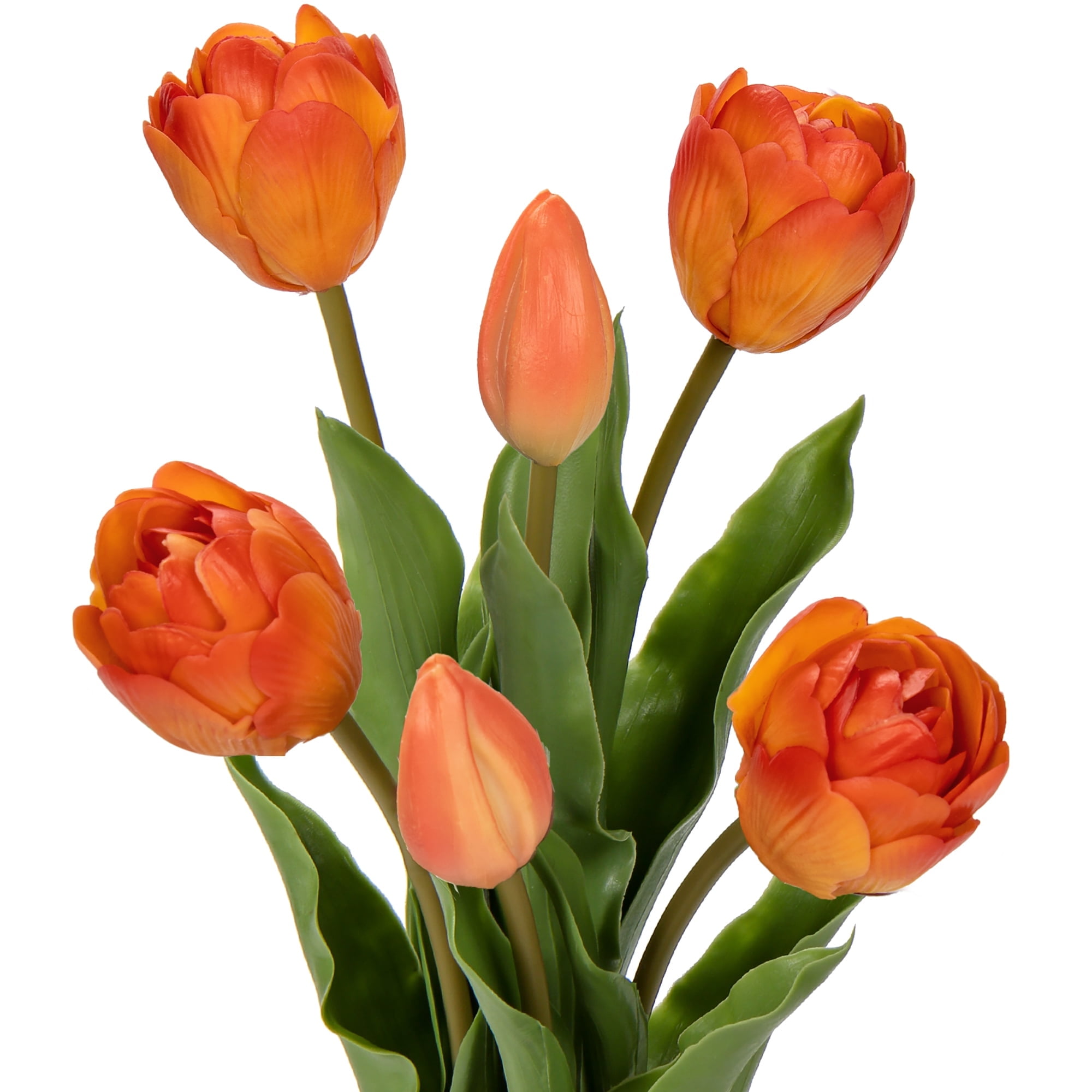 6 Pcs Orange Tulips Artificial Flowers Real Touch Fake Latex Tulips Flowers for Mother's Day 14" Faux Flowers for Vase Centerpieces Home Wedding Bouquet