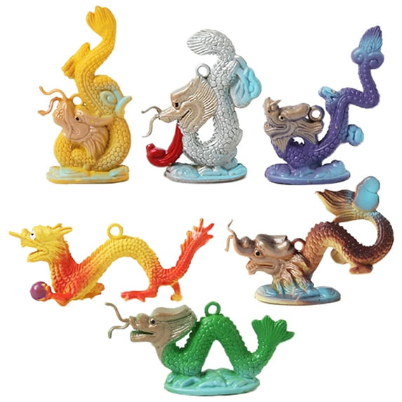 6 Pcs Ornament Toy Desktop Dragon Statues Chinese Dragon Statue Built God Tough Dragon Decor Dragon Dragon Figurines