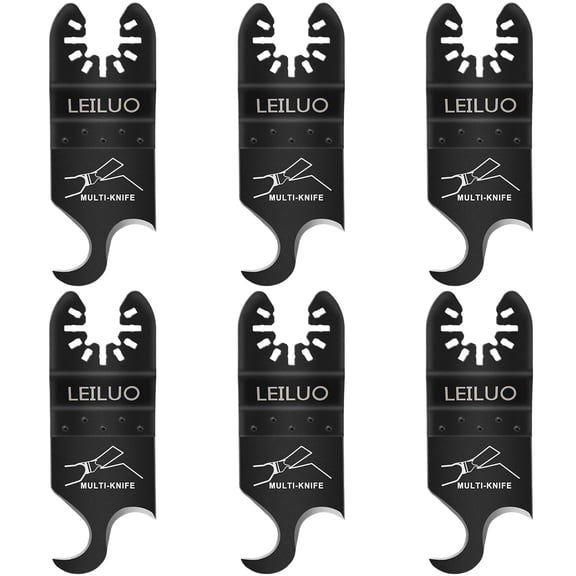 6 Pcs Oscillating Multi Tool Hook Knife Blade for Carpet Roof Shingles Soft Materials Universal Oscillating Tool Accessory with Storage Bag Compatible with DeWalt Dremel Milwaukee and More