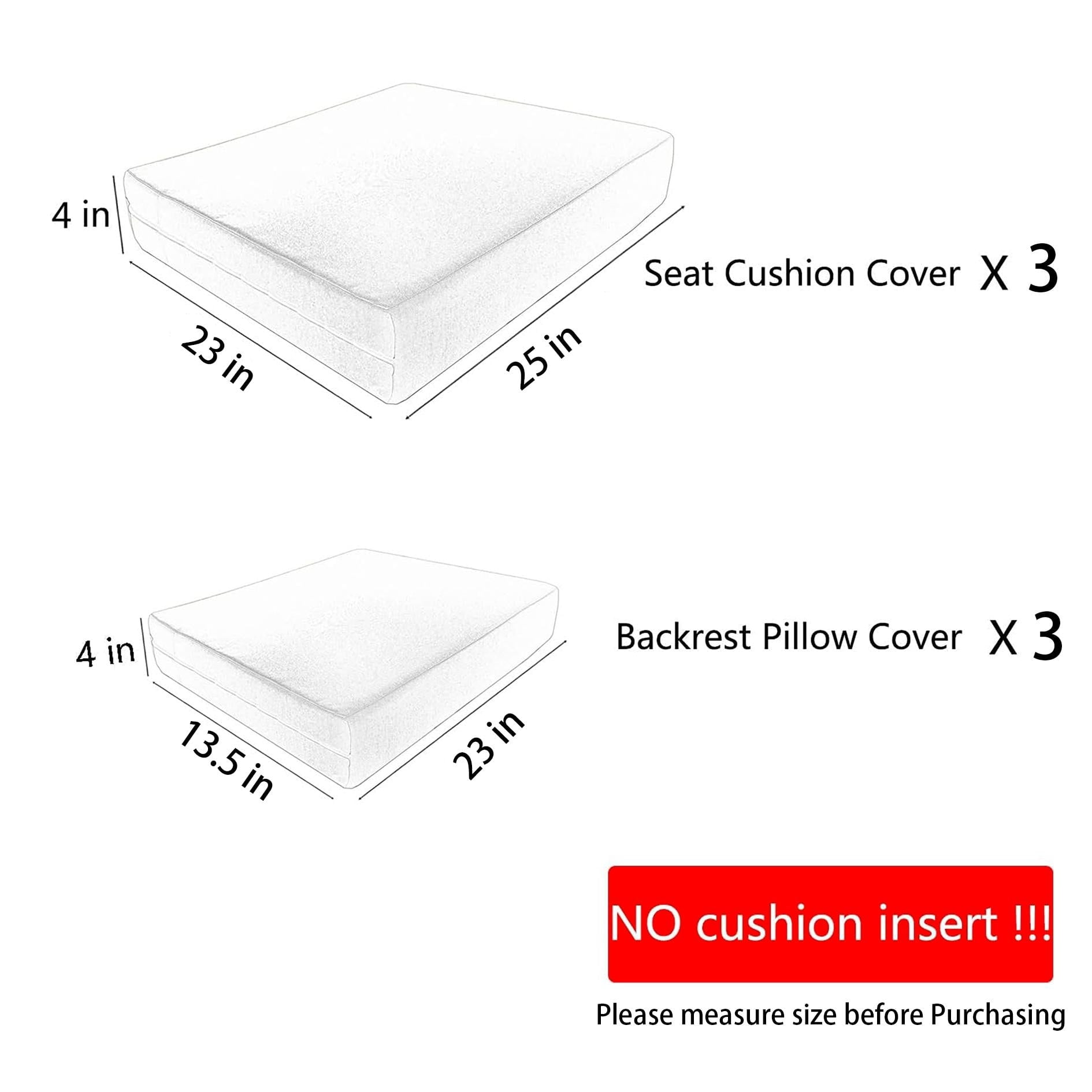 6 Pcs Outdoor Cushion Covers 23x25x4 Patio Cushions Covers Replacement
