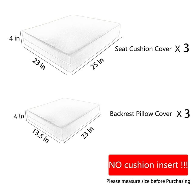 6 Pcs Outdoor Cushion Covers 23x25x4 Patio Cushions Covers Replacement ...