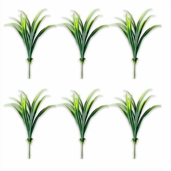 6 Pcs Outdoor Fake Plants UV Resistant Artificial Tropical Plants Flowers Faux Garden Grass Plants Décor Fall Winter Summer Planters Patio Front Door Porch Plastic Bushes & Shrubs Decoration
