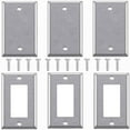 thumbnail image 1 of 6 Pcs Outlet Covers, Wall Plate Metal Light Switch Covers, Stainless Steel Electric Receptacle Plug Covers, 1 of 7