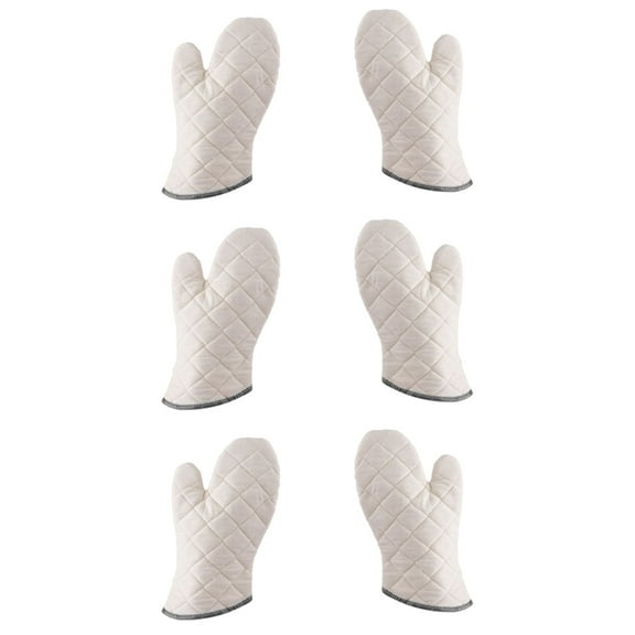 WASHWEPE Oven Mitts Cotton White 6Set For Cooking Heat Resistant Non Slip Grip Home Kitchen