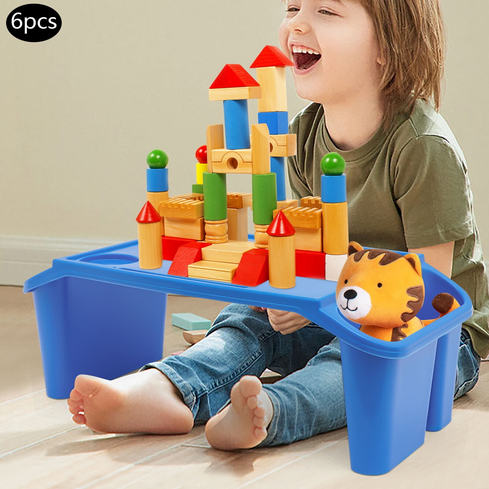 6 Pcs PP Kids Lap Desk Tray Set of 6 - Portable, Adjustable and Easy to Clean Desk for Children, Ideal for Eating, Playing, Reading, or Homework