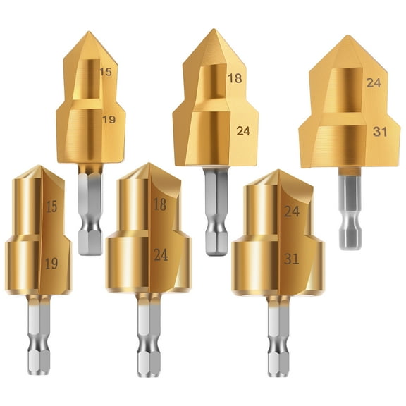 6 Pcs PPR Lifting Stepped Drill Bit with Quick Change 1/4 Hex Shank Heavy Duty Pipe Reaming Drill Bit for 1/2inch 3/4inch 1inch Pipes